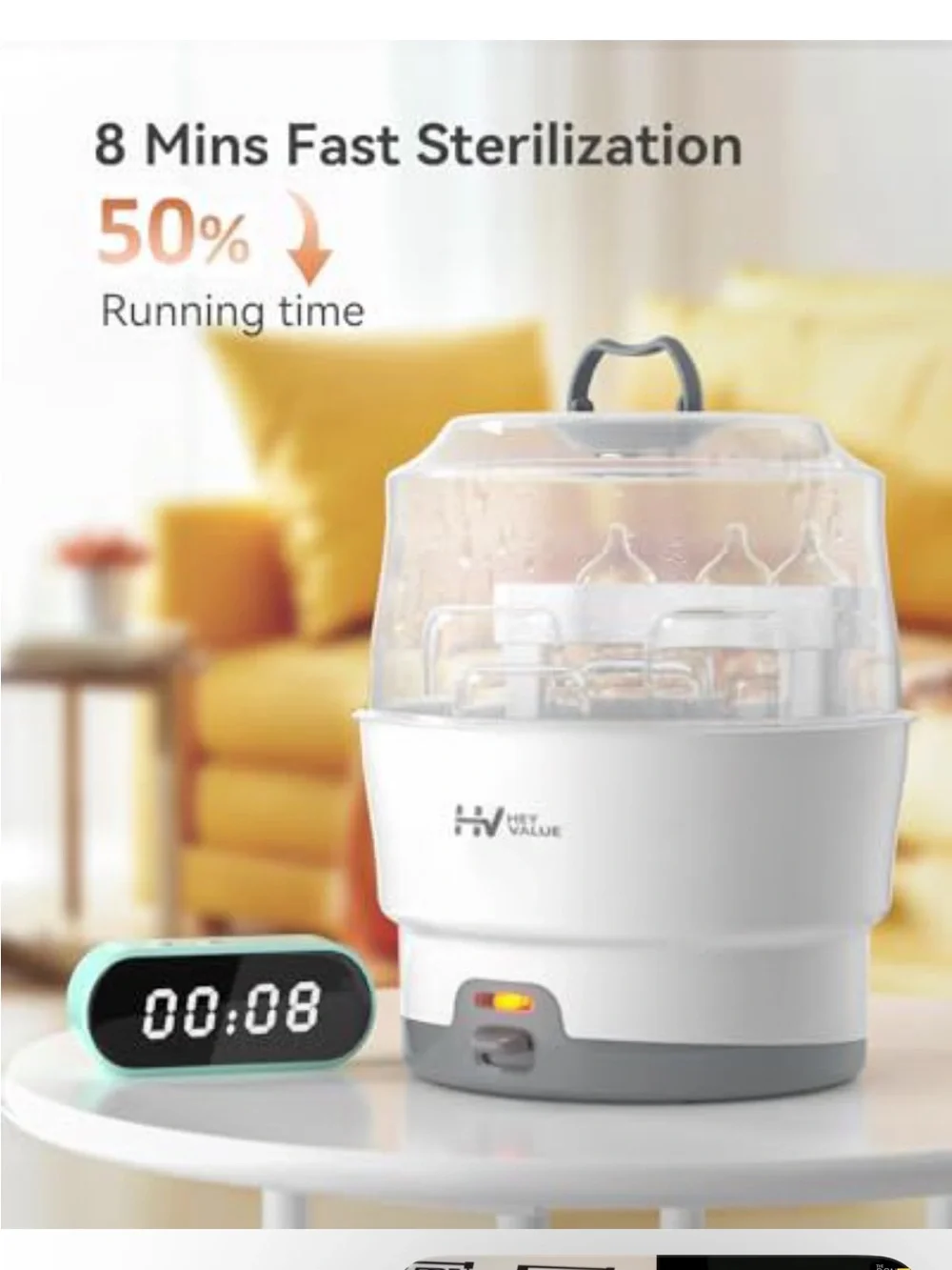 White Baby Bottle Sterilizer with Handle